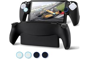 DLseego Funda para Playstation Portal Remote Player PS5 Consola,Protección Total Antideslizante Antideslizante Protectora con 4PCS Tapas de Agarre Pulgar,Silicona suave Funda para mando-Negro