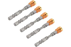 Akozon PH2 destornilladores juego de tornillos acero cruz magnética cabeza para paneles de yeso 1/4 pulgadas vástago 5 piezas(Amarillo)