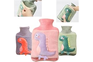 MHwan Hot Water Bottle, 2L Cute Dinosaur Hot Water Bottle, Thickened Super Furry Fluffy Aldult Kids Hot Water Bottle with Cover, Explosion-Proof and Leak-Proof, Can be Used to Relieve Body Pain