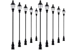 RANRAO Accessoires de lampadaire de train modèle avec lumières réglables, 10 pièces modèle de train de chemin de fer OO/HO lampadaires lampe de lampadaire LED