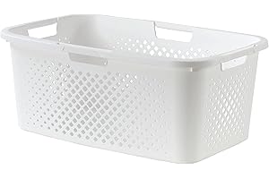 SUNDIS Pixel, cesto de ropa, 40L de capacidad, plástico reciclado, blanco roto, 4 asas laterales, ventilación en los 4 lados