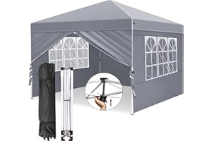 Zarfmiya 3x3m Faltpavillon Pavillon | Wasserdicht & robust | UV-Schutz 50+ | Einfacher Aufbau mit Pop-Up-Klicksystem | Vielseitiges Outdoor-/Partyzelt inkl. Rolltasche-Grau