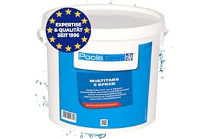 PoolsBest 4,8kg Chlor Multitabs 2 Speed 7 in 1 I 300g Chlortabletten für Pool mit 2-Phasen Desinfektion I Chlortabs schnelllöslich & langsamlöslich I Pooltabs zur Dauerdesinfektion & Stoßchlorung