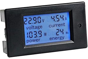 Greluma 1 Pezzo DC 6.5-100V 20A Display LCD Digitale Corrente Tensione Power Energy Meter Multimetro Amperometro Voltmetro, 4 in 1 Digital Amp Volt Watt Kwh Meter Tester Gauge