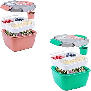Frcctre 2 Bento-Boxen Mit 4 Fächern - Auslaufsichere Lunchbox Mit Besteck Für Unterwegs