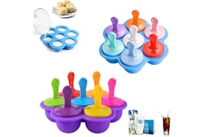 LSYDGN Eisformen Silikon Kinder Klein,Mini Eisformen eis am Stiel Silikon,Eisförmchen Popsicle Formen 7 Mulden mit Kunststoffstäbchen,für Eis aus Früchten oder Joghurt, gefroren,Blau & Lila,2 Stück