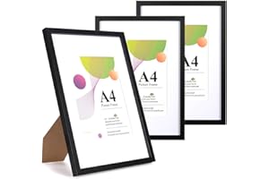 Scholartree 3 Pack Bilderrahmen A4,Bilderrahmen Kinderzeichnungen A4,Picture Frame Schwarz für Fotos, Bilder, Poster