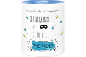 LA MENTE ES MARAVILLOSA - Tazza in Ceramica con Frase e Disegno Originale, 330 ml per Caffè, Tè e Infusione |Né Spiderman né Superman, il più Grande Eroe di Tutti i Tempi è Mio Padre|