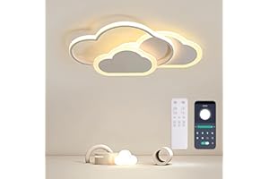 BLMYL Lampara LED Techo - 32W Lampara Techo Infantil, Lampara Techo Dormitorio Nube Creativa 3000K-6000K Regulable con Control Remoto, Plafón LED Techo de 42CM para Cuarto de Niños Dormitorio Sala de Estar