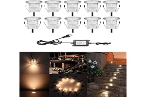 QACA Lot de 10 Spots LED Encastrable,Spots pour Escaliers Pont Lumière pour Jardin, Patio, Spots Luminaires LED Decoration les EscalierDC 12V Etanche IP67 (Blanc Chaud)