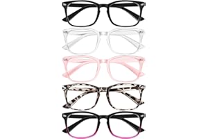 Okany Reading Glasses for Women Blue Light Blocking Glasses Filter UV Square Readers Glasses for Men and Women 5 Pack Reader +2.50