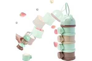 LONNEY Milchpulver Portionierer Baby, Milchpulver Aufbewahrungsbox Milchportionierer Baby Babynahrung Portionierer Milch Behälter (Bpa-Frei) 4 Schichten Stapelbare für Freien (Grün)