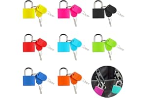 Lot de 8 Cadenas Casier avec 2 Clés, Petit Cadenas Valise Mini Serrures Bagages, Cadenas Clé pour Sacs à Dos, Valises de Voyages, les Casiers collége(34x23x1cm) Multicolore