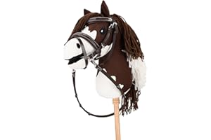 QHP Hobby Horse Trense con cuciture di lusso, adatto per cavalli HKM, marrone scuro