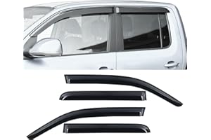 ‎JHCHAN JHCHAN Windabweiser für VW Amarok 2011–2022 V6 Amarok Canyon Atacama Aventura D Cab Regenschutz Windschutz Sonnenschutz Außentür Rahmen Montage Zubehör Rauchschwarz PMMA 4 Stück Set