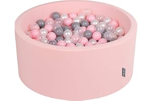 KiddyMoon 90X40cm/300 Bolas ∅ 7Cm Piscina De Bolas para Ninos Hecha En La UE, Rosa:Perla/Gris/Transparente/Rosaclr
