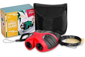 JRD&BS WINL 8X21 Compact RÉSistant Aux Chocs Jumelles Pour Enfants,3-12 Ans Fille Regardant Des Animaux Sauvages Ou La RandonnÉE Des Jouets Pour Enfants(Rouge)