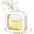 Soap Dispenser,1Pack White Plastic Foam Hand Soap Dispenser for Bathroom, 10 Oz Square Dish Soap Dispenser with Foaming Pump for Kitchen, Refillable Foam Pump Bottle with Labels