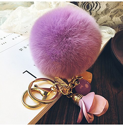 Preisvergleich Produktbild Plüschball Schlüsselanhänger, Blumen-Anhänger, für Damentasche, Auto, Ornamente (hellviolett)