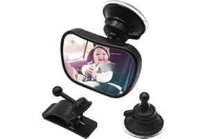 Netspower Baby Car Mirror Rear View Mirror Back Seat Child In Sight Safely Car Mirror 360 Degree Adjustable Shatterproof with Sucker and Clip Family Car Kids Supplies for Children Baby Kids