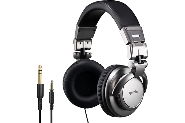 Gemini Sound DJX-500 – Casque DJ Professionnel, fermé, Filaire, Oreillettes pivotables à 90°/180°, Transducteurs 57mm, Oreillettes rembourrées – Idéal pour écoute en Studio
