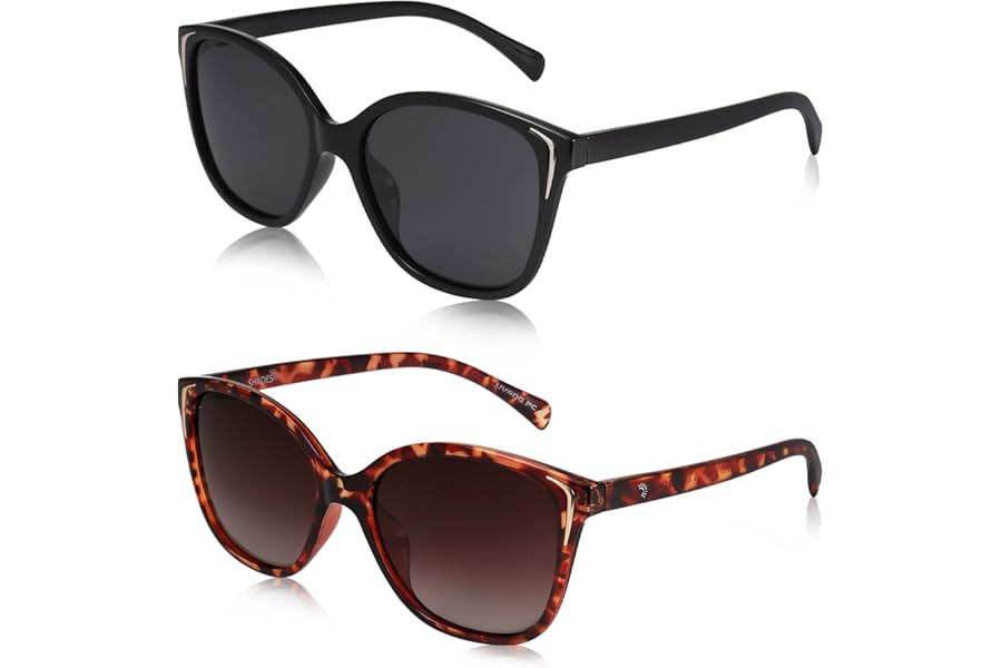 FANTESI 2 Pairs Cat Eye Sunglasses for Women, Ladies Polarized UV400 Protection Sunglasses Eyewear