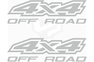 Artstickers 2 Unidades. Pack Pegatinas 4x4 Off Road de 19 x 5,6cm Todoterreno para Coche, Varios tamaños a Elegir (Plata)