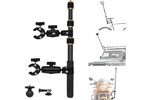 WEWOGA OSMO 360 Moto Caméra Fixation Kit avec 43" Invisible Selfie Perche Compatible avec Insta360 X5-X, OSMO Nano Pince Guidon Vélo Robuste Compatible avec GoPro 13-3 Vélo VTT UTV Vlogging Moto (Aurifères)
