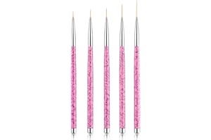 Sularpek Pennello per dettagli Nail Art, Pennelli Unghie Gel, Pennelli Unghie Professionali, Nail Art Design Pennelli Set per disegnare modelli di linea per unghie in gel e Painting Detailing (Rosa)