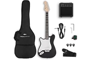 GEAR4MUSIC VISIONSTRING Kit Guitare Electrique 3/4 pour Gaucher avec Ampli 10W et Accessoires - Pack Complet Noir