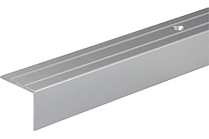 Gedotec Stair Profile Aluminum Step Edge Profile Aluminum Angle Profile Silver | 2000 mm | Bottom Profile Perforated for screwing | Angle Protection Profile 25 x 20 mm | 1 Piece