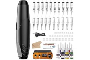 Solong Tattoo - Kit Profesional Completo para Tatuajes Pluma Rotativa de Precisión, Fuente de Alimentación, Cartuchos y Accesorios