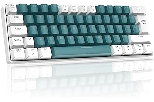 LEXONELEC Tastiera meccanica da gioco al 60% layout UK, interruttori blu ultracompatti a 62 tasti Tastiera cablata da ufficio in colori misti, 19 modalità di retroilluminazione RGB per PC portatile-verde acqua