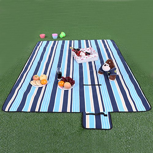 SONGMICS 200 x 200 cm XXL Picknickdecke Fleece wärmeisoliert wasserdicht mit Tragegriff GCM70L – Bild 10