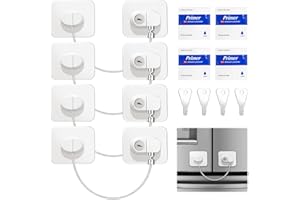 Delisouls Kühlschrank Schloss, 4 Stück Kühlschrankschloss Ohne Bohren mit Tasten, Kindersicherung für Fenster Kühlschrank Schrank Türen, Sicherheitsschloss Set für Kühlschrank, Tür Schränke, Fenster