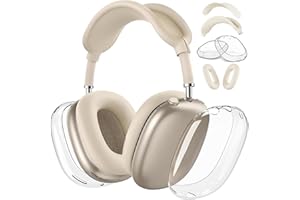 VEFTSVY Etui kompatybilne z Airpods Max, silikonowe, odporne na zarysowania, nauszniki + osłona na nauszniki z TPU + osłona opaski na czoło do AirPods Max, silikonowe, ochronne etui (TPU beżowe)