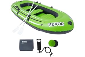 VEVOR Bateau Gonflable,Bateau de Pêche Pneumatique pour 2-5 Personnes,Kayak en PVC Solide,avec Rames en Aluminium de 116 cm,Pompe à Haut Rendement,Capacité de Charge 226,8-499 kg pour Adultes Enfants
