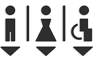 3DP Signs - Repujado Cartel baño Puerta (15 cm) Negro SA113, en Relieve, señales Adhesivas. Hombre Mujer discapacitados - Placas de retretes baño y Pared