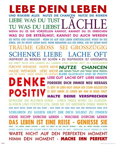 empireposter Motivational - Lebe Dein Leben Bunt Motivations Mini Poster Plakat Druck - Grösse 40x50 cm