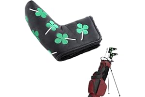 Hominas Cubierta para Martillo de Golf para Putter 17,5 x 15 cm Putter Cover Clover para Todos Los Putters Adapta a Todas Las Marcas (Negro)
