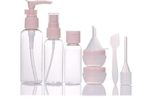 LIYUABU 8 pezzi set di bottiglie da viaggio, bottiglie e contenitori da viaggio, ricaricabili piccole mini bottiglie di plastica vuote per cosmetici e articoli da toilette da viaggio con borsa di stoccaggio