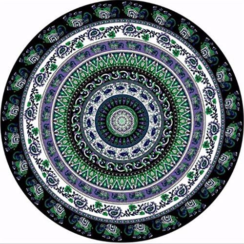 SHATAN TOWEL Round National Air India Yoga Mat With Blankets Tapestry Linen Tablecloths Personalized Beach Towels Mother'S Day Gifts (Diameter 150Cm), Blue