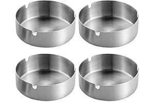 ALLADAGA Set mit 4 Runden Edelstahl Aschenbechern für den Außen- und Heimgebrauch (Medium)