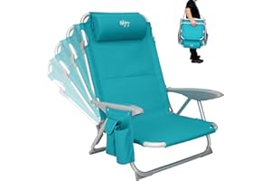 #WEJOY Silla Playa Plegable Ajustable, 4 Posiciones, Silla de Playa Reclinable Portátil, Tumbona Jardin en Aluminio y Tejido Oxford, Silla Baja de Playa Camping Ligera con Reposacabezas, 1/2 Piezas