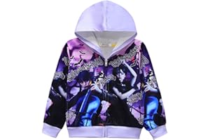 Suyaluoi Wednesday Addams Chaqueta infantil con cremallera sudaderas con capucha de manga larga para niñas Addams Fans Merch Moda Impresión 3D Sudaderas para Estudiantes