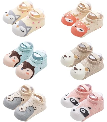 4 Paia Calze Antiscivolo Bambino Estive – Calzini In Cotone Traspirante Con Puntali In Gomma, Morbidi E Confortevoli Per 6-12 Mesi - copertina