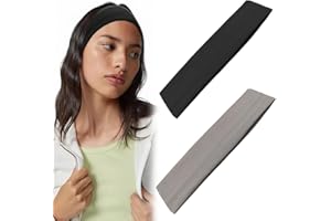RVYEIOP Pack de 2 Diademas de Mujer, Diademas Elásticas, Diademas de Yoga, Diademas Deportivas, Diademas Antideslizantes(Negro y Gris)