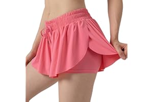 Naiyafly Girls Flowy Shorts for Teen Girls Athletic Gym Shorts Kids Short Pants with Pockets 2 in 1 Preppy Youth Butterfly Shorts Children Running Sports Dance Skort