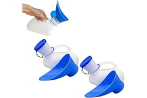 STREEHERJJKEA1 Outdoor Auto Reise Mobile Toilette Unisex Reise Kunststoff Urinal Tragbare Reise Urinal Outdoor Urinflasche Auslaufsicher mit Deckel Tragegriff für Krankenhaus Camping Auto Reise WC Urinal 2 Stücke