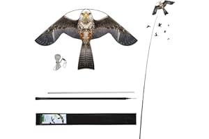 eyijklzo Bird Scarers Kite for Gardens Hawk Kite with 6m Telescopic Pole Pigeon Seagull Deterrent Bird Repellent Devices for Roof Farm Yard Boat (Gray)